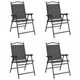 Scaune pliante de gradina, 4 buc., gri melange, otel/textilene
