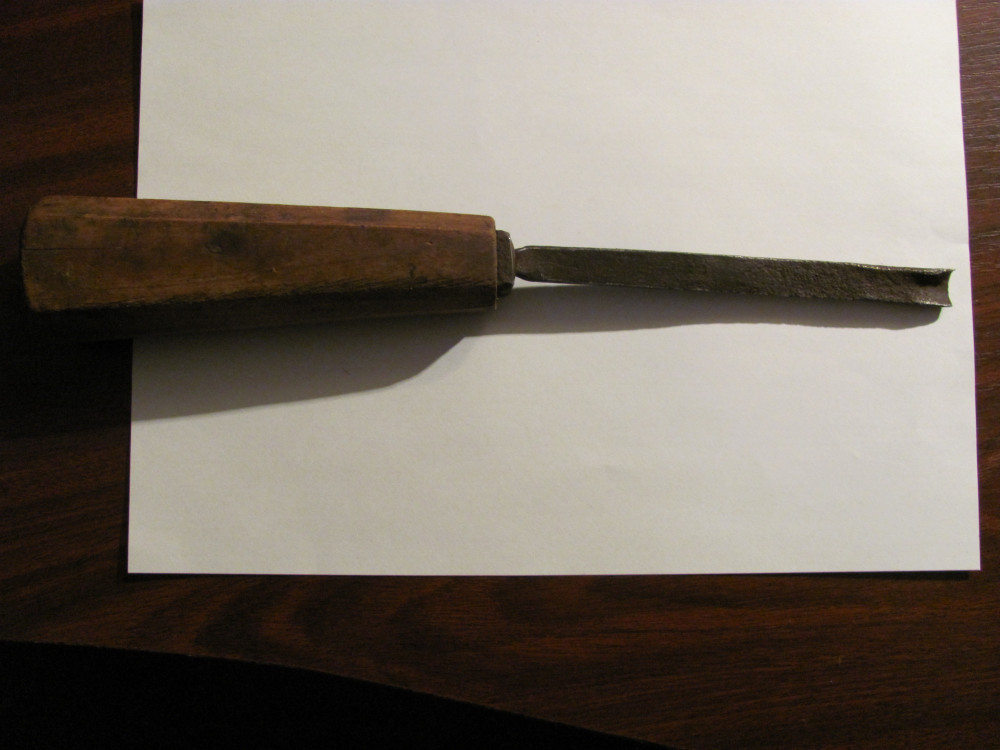 bush axe Tablet CY - Dalta (de scobit) foarte veche deosebita maner lemn / L = 31,50 cm /  patina, Scule si unelte | Okazii.ro