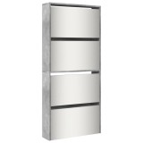 Cumpara ieftin Pantofar cu oglinda, 4 niveluri, gri beton, 63x17x134 cm