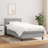 Cumpara ieftin Pat box spring cu saltea, gri deschis, 80x200 cm, textil