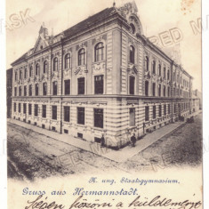 3790 - SIBIU, High School, Litho, Romania - old postcard - used - 1899