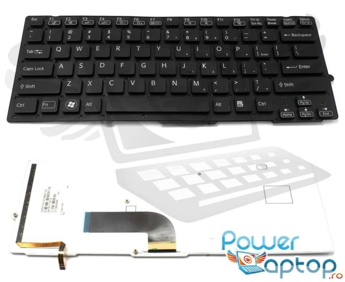 Tastatura Sony Neagra Vaio VPC Vaio VPCSB iluminata layout US fara rama enter mic, Vaio VPC Vaio VPCSD