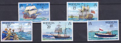 DB1 Bermuda 1977 Pilotare Vapoare Corabii 5 v. MNH foto