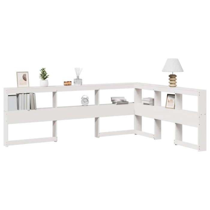vidaXL Bibliotecă tăblie &icirc;n formă de L, alb, 150 cm, lemn masiv de pin 859263