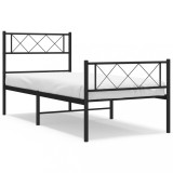 Cumpara ieftin Cadru pat metalic cu tablii de cap/picioare, negru, 90x200 cm