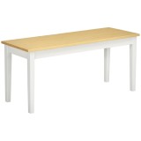 HOMCOM Banc din lemn pentru 2 persoane bicolore cu șezut natural și picioare albe 102 x 36 x 45 cm | Aosom Romania