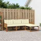 vidaXL Set de canapele de exterior cu pernă 4 pcs Natural și Crem 3381346
