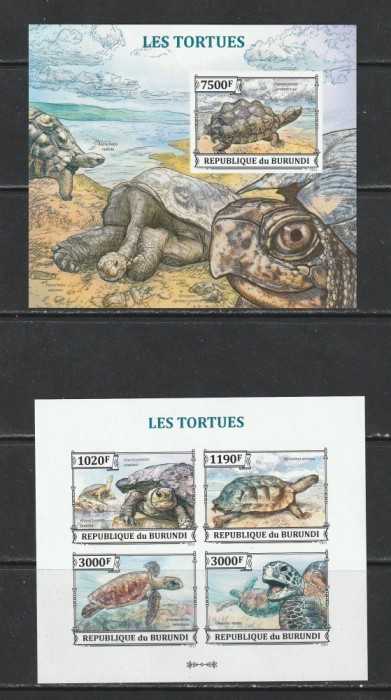 Burundi 2013 - Broaste Testoase S/S 1v + M/S 1v NEDANTELATE MNH