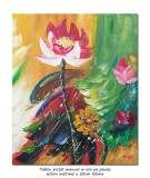Cumpara ieftin Tablou cu nuferi pictat manual, 60x50cm ulei pe panza in cutit efect 3D, gata de agatat pe perete