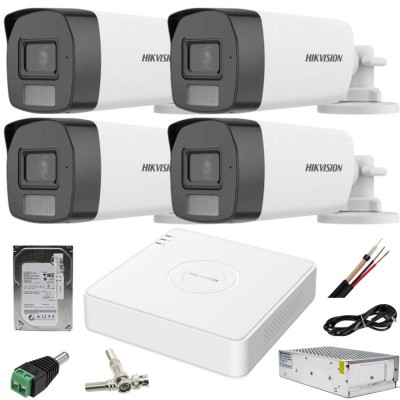 Sistem supraveghere Hikvision 4 camere 2MP Dual Light IR 40m WL 40m DVR 4MP AcuSense cu accesorii incluse HDD 500GB SafetyGuard Surveillance foto