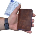 Cumpara ieftin Portofel barbati Elyk Creation piele naturala, personalizabil, maro-roscat. Elegant, slim. Fabricat in Romania