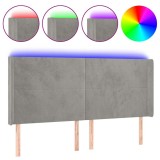 Cumpara ieftin Tablie de pat cu LED, gri deschis, 163x16x118/128 cm, catifea