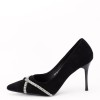 Pantofi negri eleganti cu pietricele argintii YES-23-1 03, 36, 37, Negru
