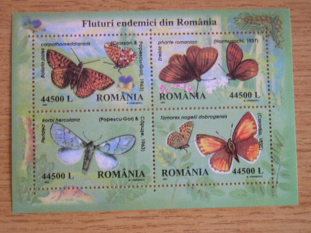M1 TX3 7 - 2002 - Fluturi endemici din Romania - bloc