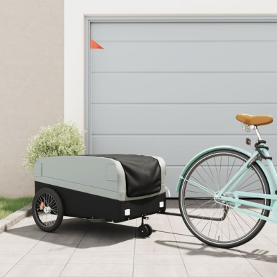 vidaXL Remorcă pentru biciclete, negru și gri, 45 kg, fier 94063 foto
