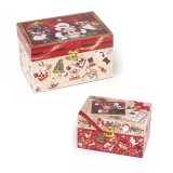 Set 2 cutii decor Craciun lemn multicolor II 20x14x12 cm, 16x11x9 cm