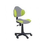 Scaun birou copii HM Flash 2, Ergonomic, Stofa/Mesh, Cadru Polipropilena, Inaltime ajustabila, 80 Kg, Verde/Gri