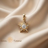 Pandantiv Steaua Luminii Regale , Pandantiv placat cu aur 14K cu zirconia albe