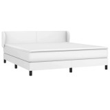 Cumpara ieftin Pat box spring cu saltea, alb, 180x200 cm, piele ecologica