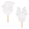 Accesorii Creatii Craciun, Tablita Moș Crăciun și Cerb, 25 cm, Set 6 Bucăți, Oem