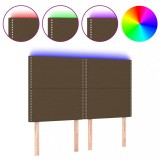 Cumpara ieftin Tablie de pat cu LED, maro inchis, 144x5x118/128 cm, textil