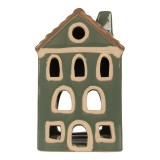 Cumpara ieftin Candela Casuta Craciun ceramica verde maro 9x8x15 cm