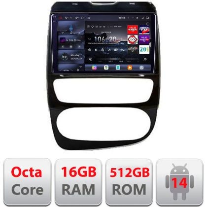 Navigatie Renault Clio 4 2012-2019 V2 Edotec Kit-468 8 core QLED 2K 16+512 360 Android Waze USB Navigatie Internet Youtube Radio CarStore Technology