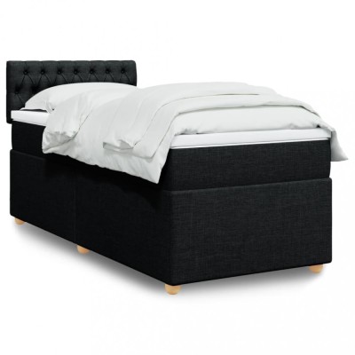 vidaXL Pat box spring cu saltea, negru, 80x200 cm, textil 3288816 foto