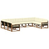 vidaXL Set de canapele de exterior cu pernă 9 pcs Natural și Crem 3381678