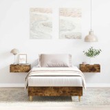 VidaXL Cadru pat fără saltea Stejar afumat 90x200 cm Lemn prelucrat