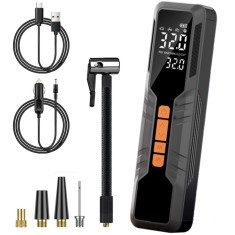 Compresor auto portabil Techstar LW-8018 cu afisaj digital LCD si lanterna LED, presiune maxima 10.3 bar (150 PSI), baterie reincarcabila 6000mAh, inc