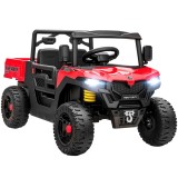 AIYAPLAY Mașină Electrică pentru Copii UTV 12V Off-road cu Portbagaj, 2 Motoare, Centură &icirc;n 3 Puncte, Telecomandă, Suspensii, USB, Muzică, Lumini, 1.8