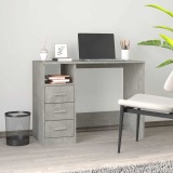 Birou cu sertare vidaXL, gri beton, 102x50x76 cm, lemn prelucrat - Birou calculator modern cu spatiu depozitare