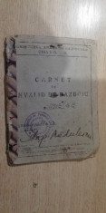 BDA S2 - CARNET DE INVALID DE RAZBOIU - PIESA DE COLECTIE - RARITATE!!! foto