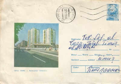 Romania, Satu Mare, Bulevardul Eliberarii, plic circulat (1), 1978 foto