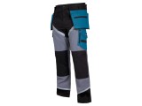 Pantaloni de lucru Dungarees XL - black-grey-turquoise, 270g/m2