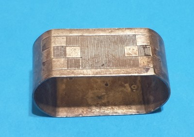 Suport din metal argintat - inel pentru servetele - Romania anii 1930 foto