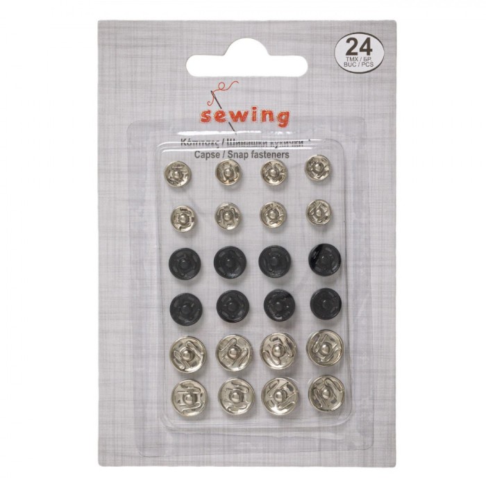 Set Capse, 24 Perechi, Culoare Argintiu și Negru