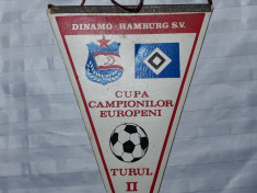 FANION DINAMO - HAMBURG S.V. - CUPA CAMPIONILOR EUROPENI - PIESA DE COLECTIE foto