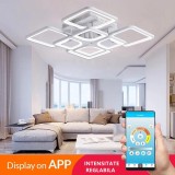 Lustra LED Quadro 4+4, 2 X 108W, controlabila cu telecomanda si smartphone