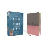 Niv, Quest Study Bible, Leathersoft, Gray/Pink, Comfort Print: The Only Q and A Study Bible