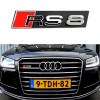 Emblema RS8 Grila Fata Audi S-Line, ABS Crom, 11x2cm, Montaj Usor, Noua