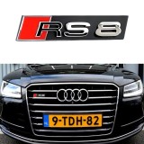 Emblema RS8 Grila Fata Audi S-Line, Crom, ABS, 11x2cm, Montaj Usor, Rezistenta UV