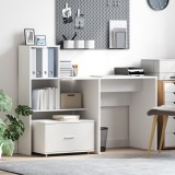 vidaXL Cabinet cu Sertare cu Roți Alb 55x45x33.5 cm Lemn Combinat