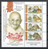 Tonga 2016 Mi 2074/77 bl 100 - Fauna, flora, Gandhi, Nestampilat