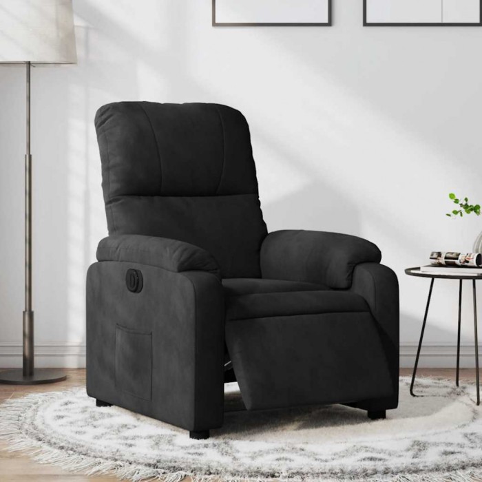 vidaXL Fotoliu rabatabil electric, negru, microfibră 3204918