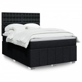 VidaXL Pat box spring cu saltea, negru, 140x190 cm, textil