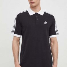 adidas Originals polo de bumbac Adicolor Classics 3-Stripes culoarea negru, cu imprimeu, IL2501