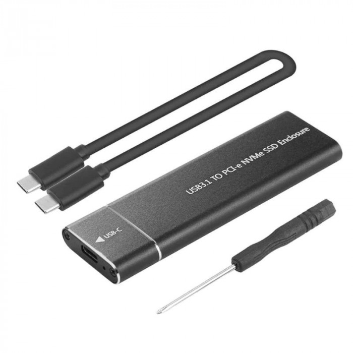 Adaptor SSD M.2 NGFF NVMe la USB-C 3.1 Type C rack extern carcasa metalica