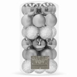 Set globuri de Craciun, 30 bucati, 3 modele, 6cm, argintiu Household NewTrend
